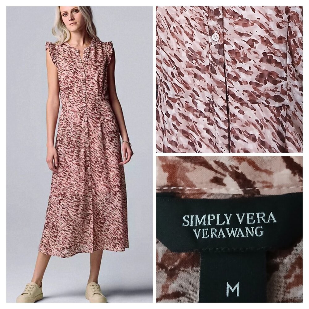 NWT Simply Vera Wang Midi Dress M Pink Abstract
